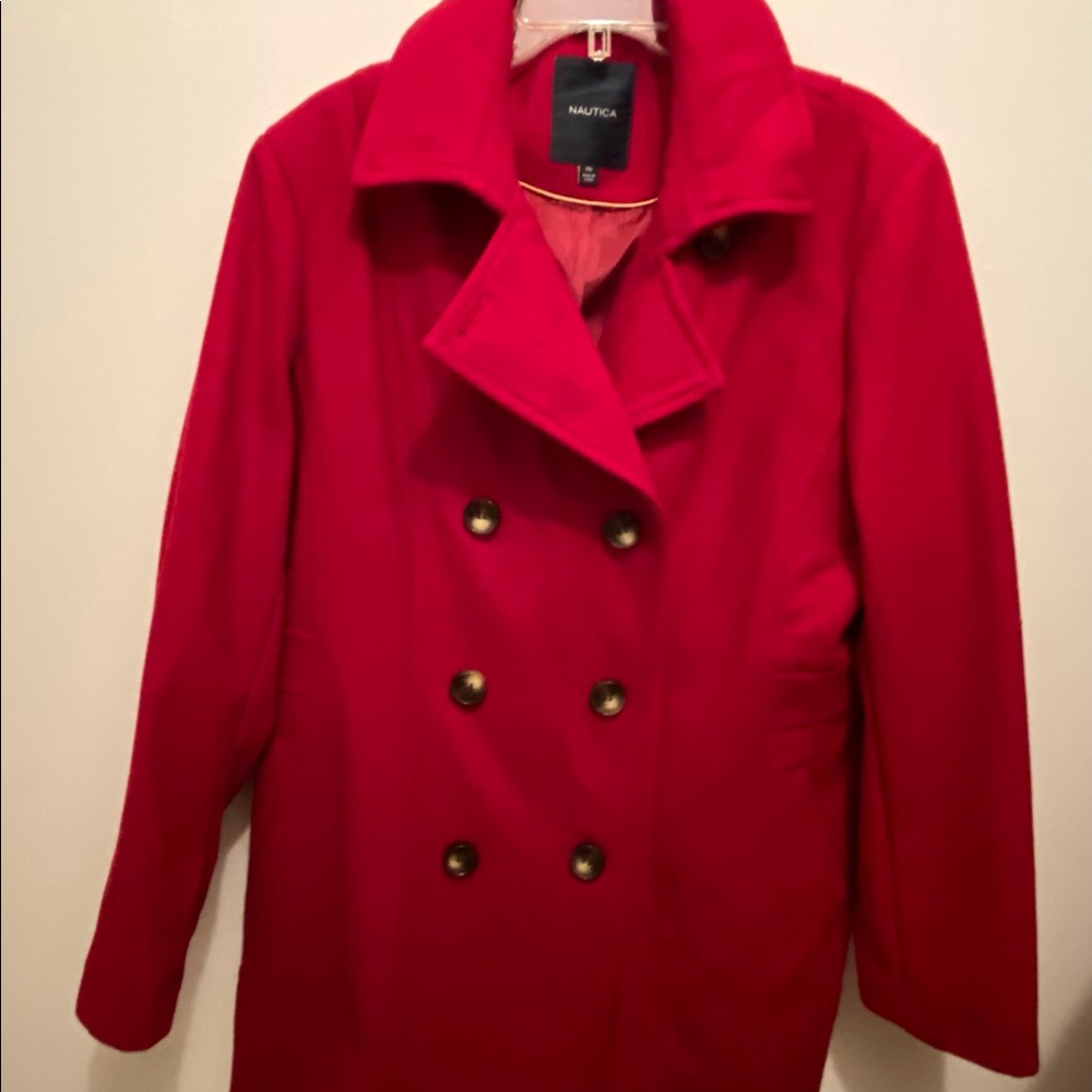 Like new beautiful NAUTICA rich red winter coat.
